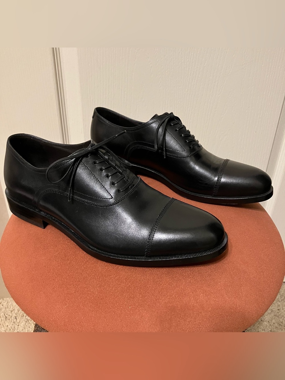 SALVATORE FERRAGAMO Dress Shoes BLACK OXFORDS Made in Italy - Sz 6 EE Excellent!